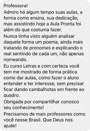 Depoimento de aluno